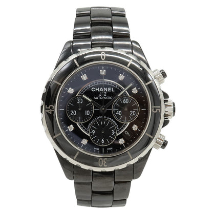 Chanel Chronograph Diamond Black Ceramic Dial Date Automatic Watch