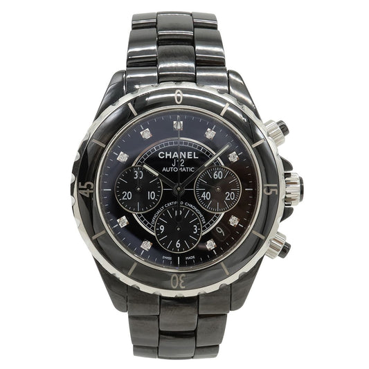 Chanel Chronograph Diamond Black Ceramic Dial Date Automatic Watch