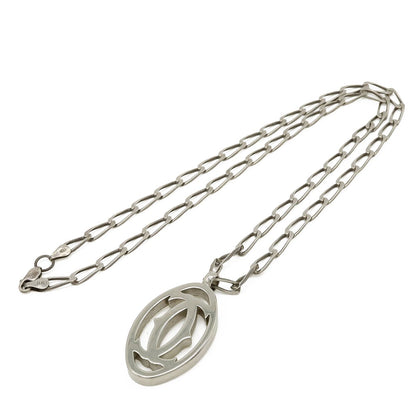 Cartier 2C Motif 2C Logo Pendant Head Charm Necklace Silver Chain External — view 5