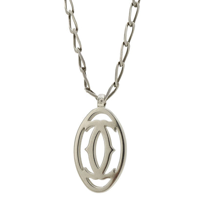 Cartier 2C Motif 2C Logo Pendant Head Charm Necklace Silver Chain External