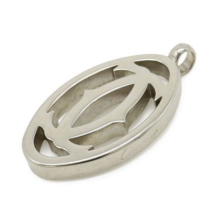 Cartier 2C Motif 2C Logo Pendant Head Charm Necklace Silver Chain External — view 2