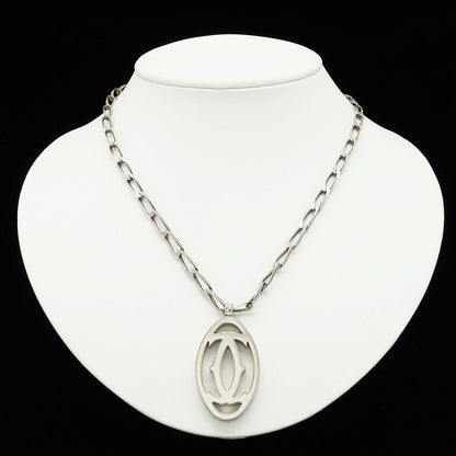 Cartier 2C Motif 2C Logo Pendant Head Charm Necklace Silver Chain External — view 7