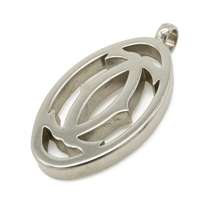 Cartier 2C Motif 2C Logo Pendant Head Charm Necklace Silver Chain External — view 3