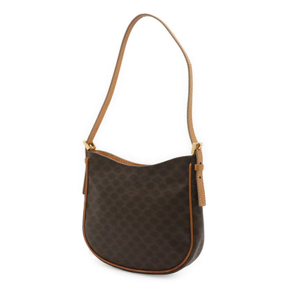 Celine Macadam Pattern Pouch Shoulder Bag Leather Dark Brown Gold — view 2