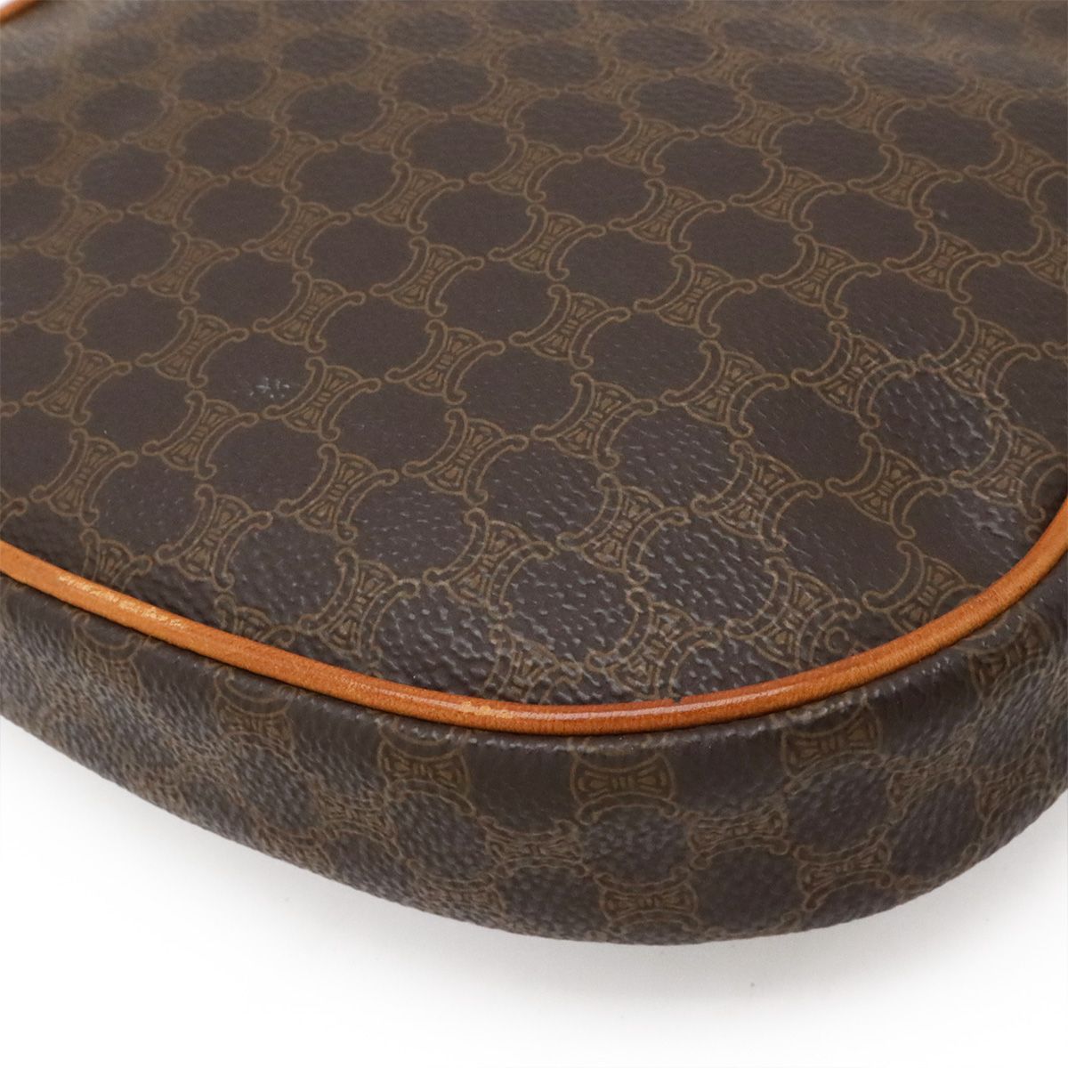 Celine Macadam Pattern Pouch Shoulder Bag Leather Dark Brown Gold — view 3