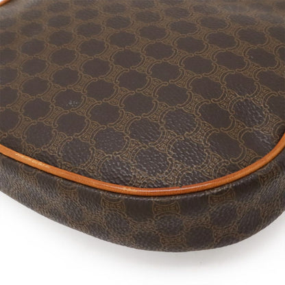 Celine Macadam Pattern Pouch Shoulder Bag Leather Dark Brown Gold — view 3