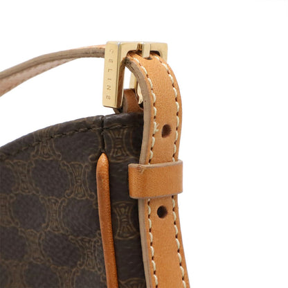 Celine Macadam Pattern Pouch Shoulder Bag Leather Dark Brown Gold — view 7
