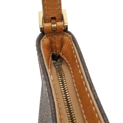 Celine Macadam Pattern Pouch Shoulder Bag Leather Dark Brown Gold — view 5