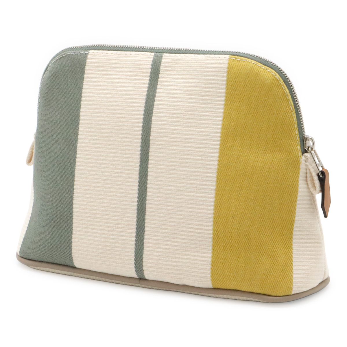 Hermes Bolide Pouch Mini Reille Lo Cover Makeup Case Stripe Canvas Absinthe — view 2