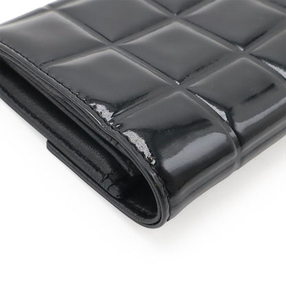 Chanel Choco Bar Coin Purse Enamel Patent Leather Black Silver — view 3
