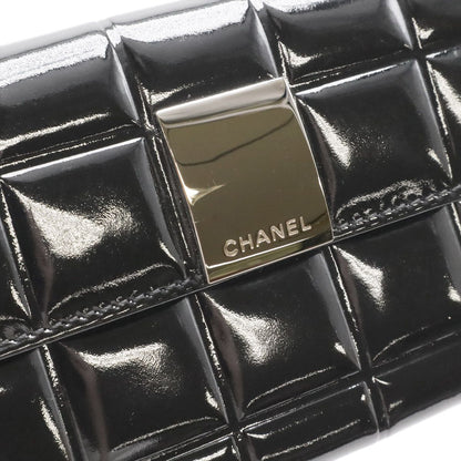 Chanel Choco Bar Coin Purse Enamel Patent Leather Black Silver — view 4