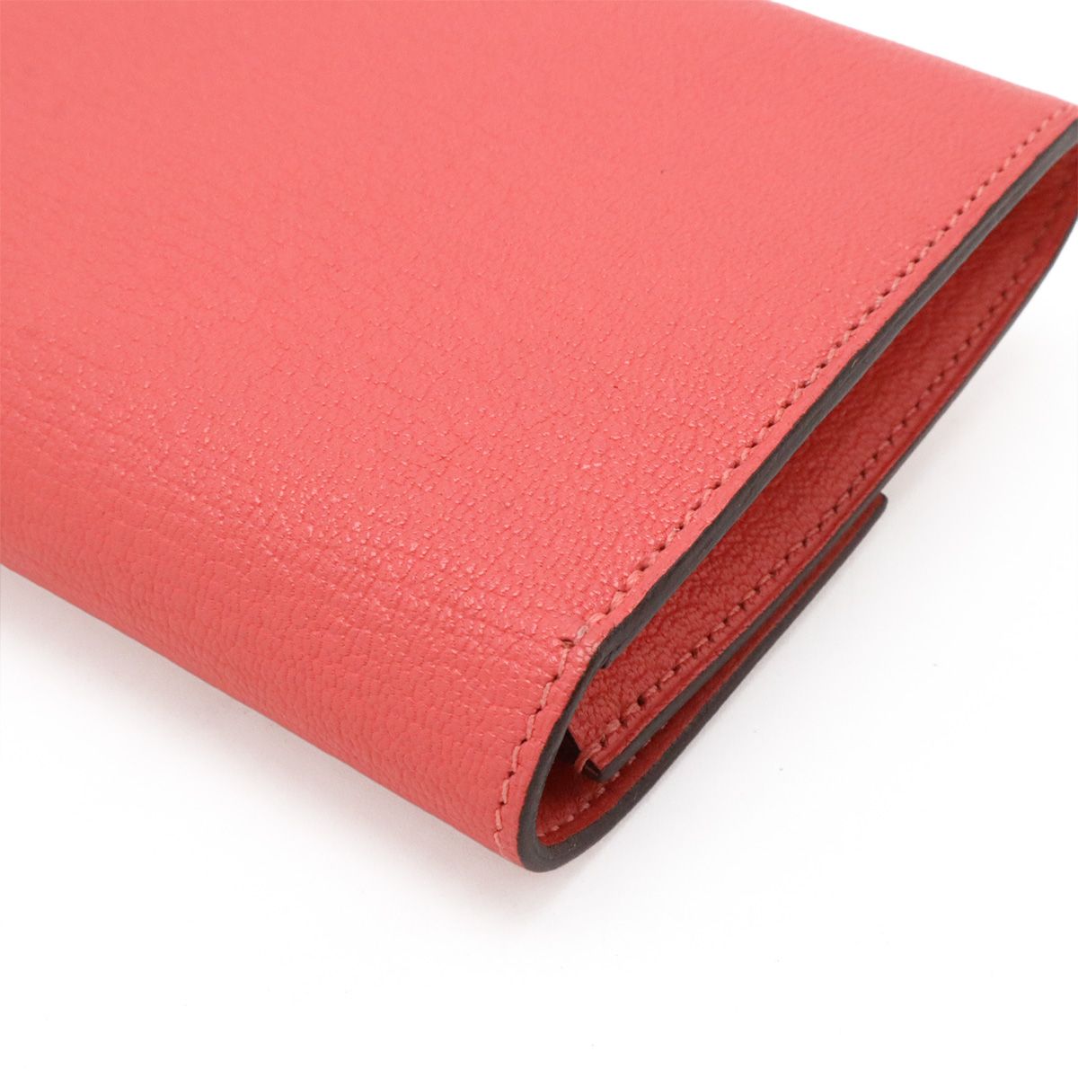 Hermes Portfolio Bifold Wallet Compact Chevre Leather Rose Azalea Pink — view 3
