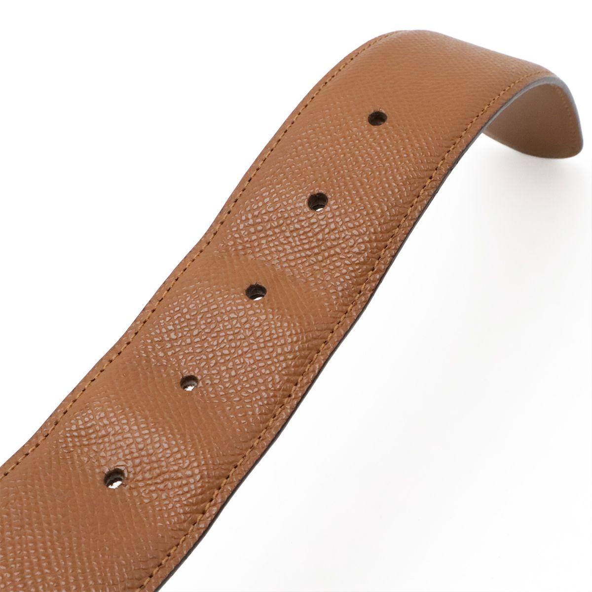 Bvlgari Belt Round Logo Buckle Leather Camel Light Brown Gold 105 Actual 80 cm — view 6