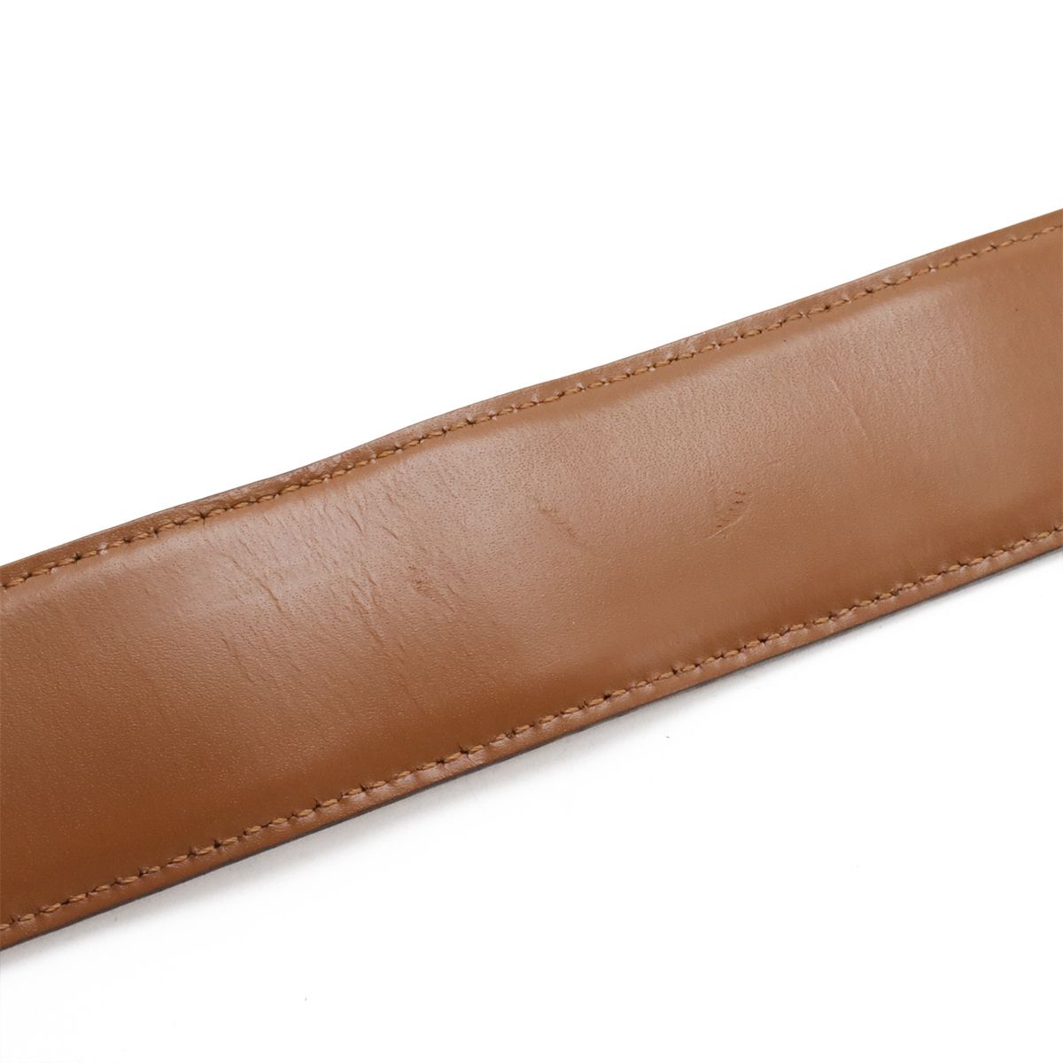 Bvlgari Belt Round Logo Buckle Leather Camel Light Brown Gold 105 Actual 80 cm — view 5