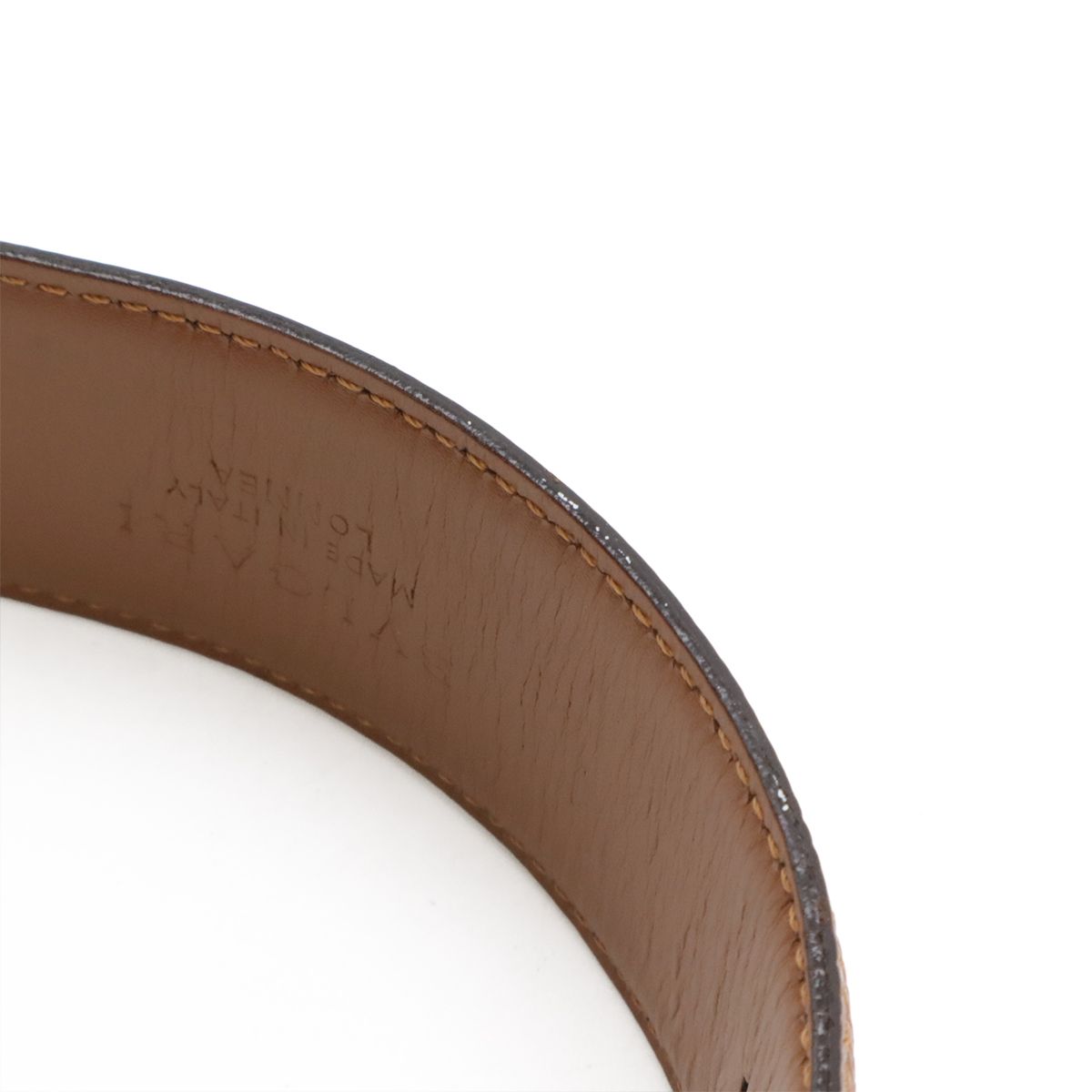 Bvlgari Belt Round Logo Buckle Leather Camel Light Brown Gold 105 Actual 80 cm — view 7