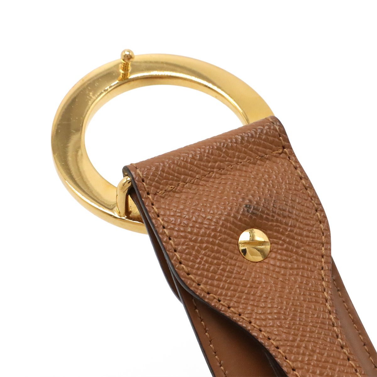 Bvlgari Belt Round Logo Buckle Leather Camel Light Brown Gold 105 Actual 80 cm — view 4