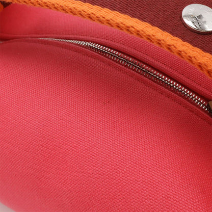 Hermes Bride-a-Brac PM Bath Pouch Makeup Cosmetic Handbag Canvas Hibiscus Pink — view 4