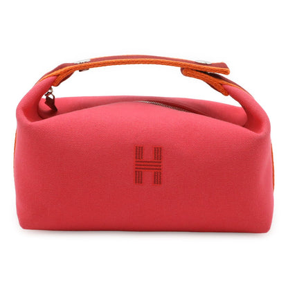 Hermes Bride-a-Brac PM Bath Pouch Makeup Cosmetic Handbag Canvas Hibiscus Pink
