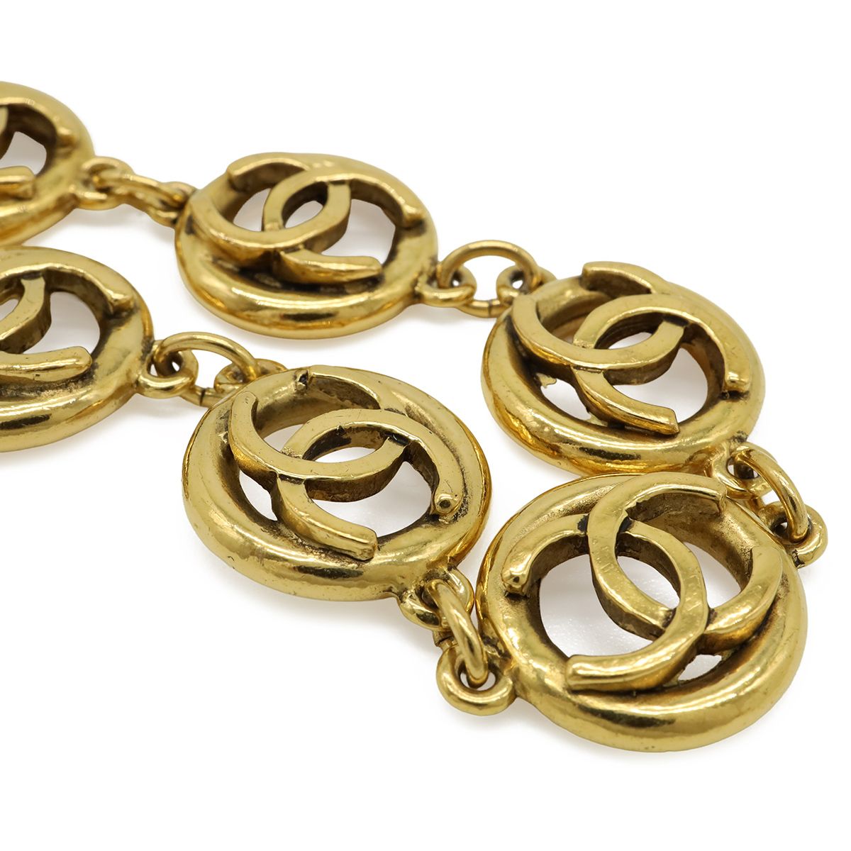 Chanel CC Logo Circle Chain Bracelet Vintage Gold Plated — view 3