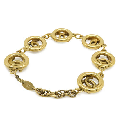 Chanel CC Logo Circle Chain Bracelet Vintage Gold Plated — view 2
