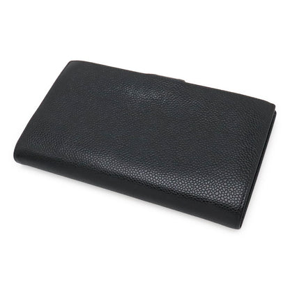 Chanel CC Logo Kiss Lock Wallet Caviar Leather Black Gold — view 2