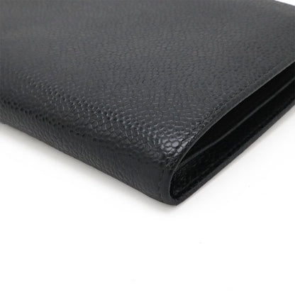Chanel CC Logo Kiss Lock Wallet Caviar Leather Black Gold — view 3