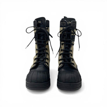 Dior D-major Boots Short Shoes Calfskin Leather Fabric Black Dark Beige Logo — view 2