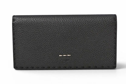 Fendi Wallet Selleria Leather Black Silver