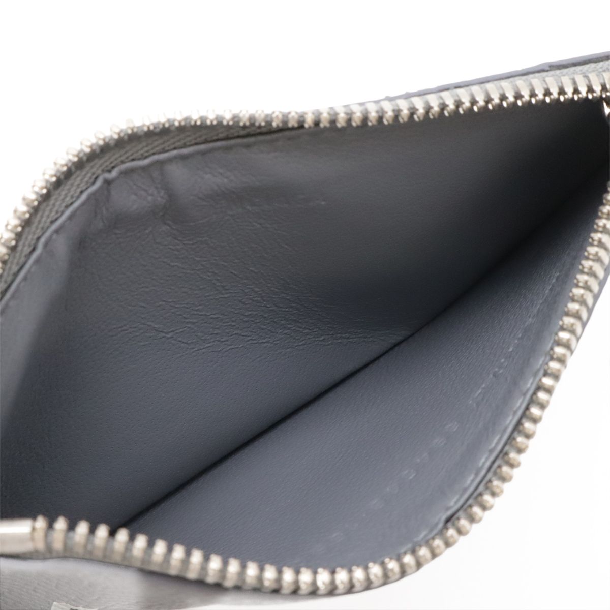 Balenciaga Logo Cash Coin Purse Card Case Fragment Leather Gray Neck Strap — view 6
