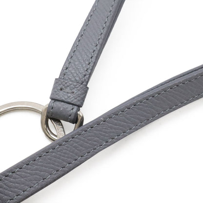 Balenciaga Logo Cash Coin Purse Card Case Fragment Leather Gray Neck Strap — view 5