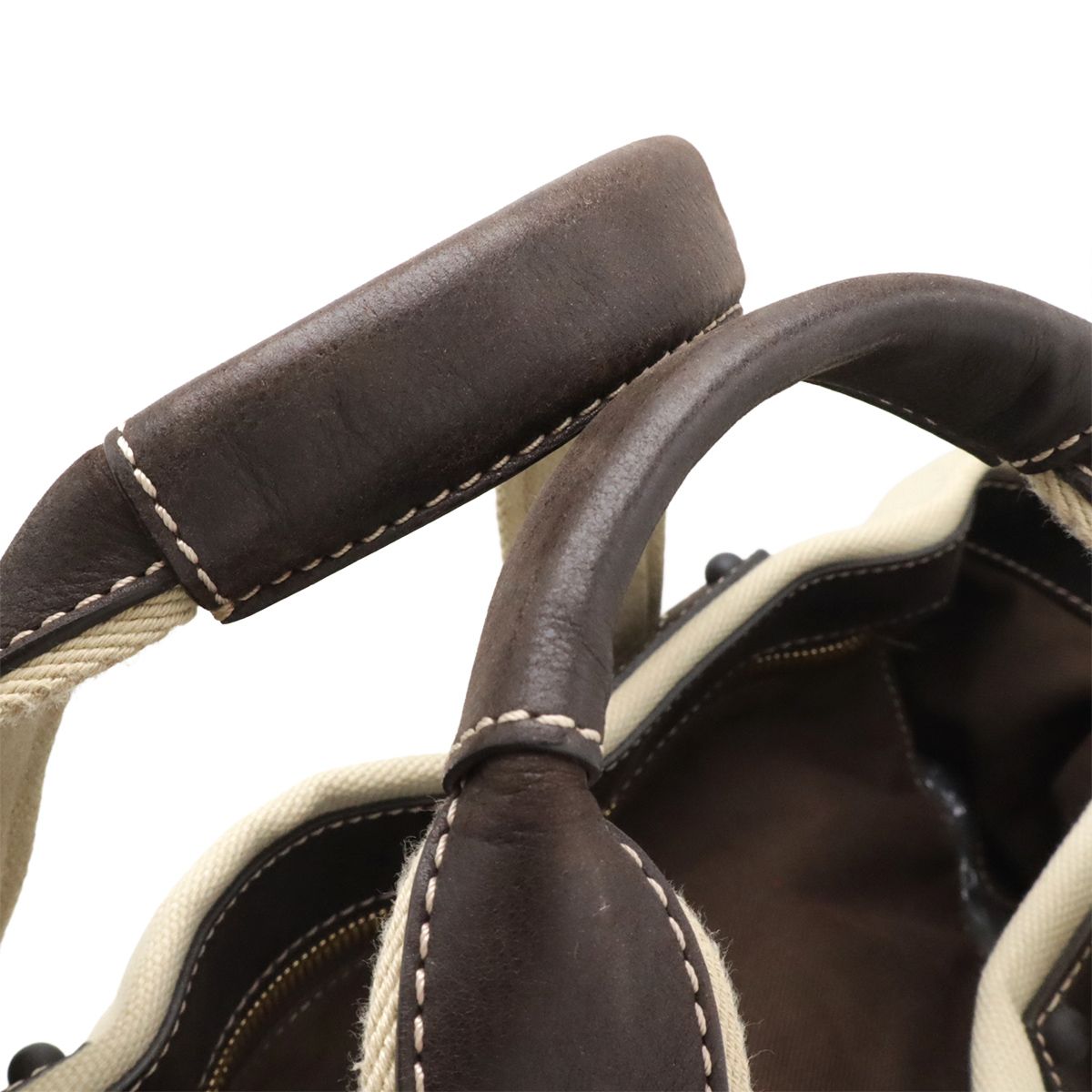 Loewe Anagram Tote 2-Way Shoulder Bag Canvas Leather Beige Dark Brown — view 4