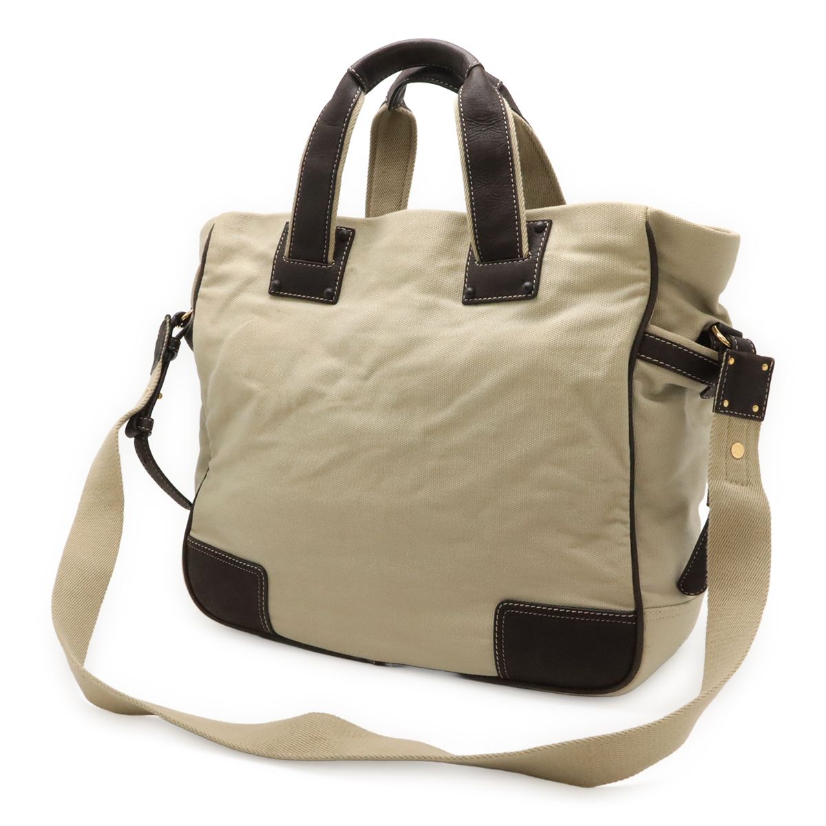 Loewe Anagram Tote 2-Way Shoulder Bag Canvas Leather Beige Dark Brown — view 2