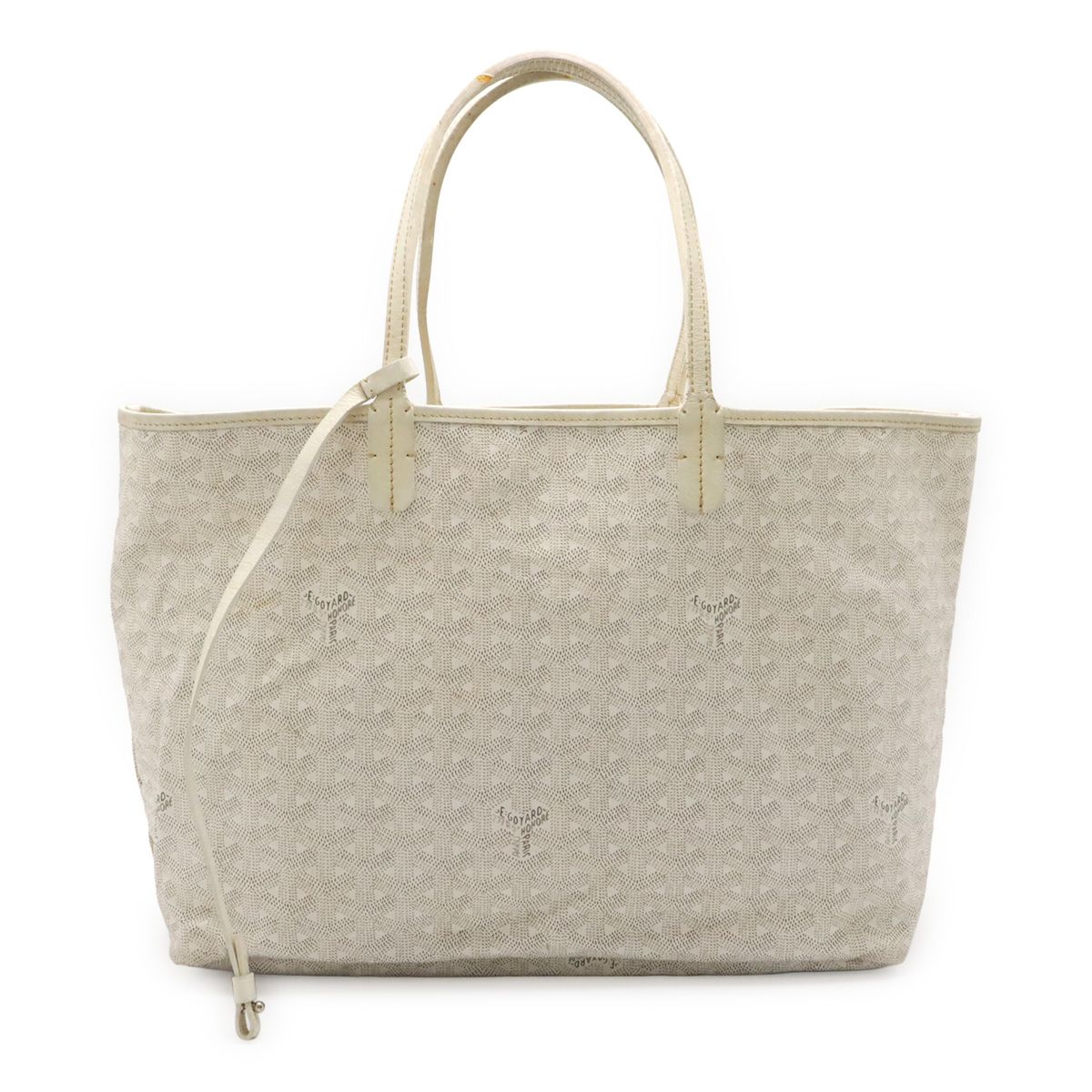 Goyard Saint Louis PM Tote Shoulder Bag Leather White Gray Pouch Out of Stock