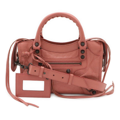 Balenciaga Classic Mini City Mini Bag 2-Way Leather Pink with Mirror