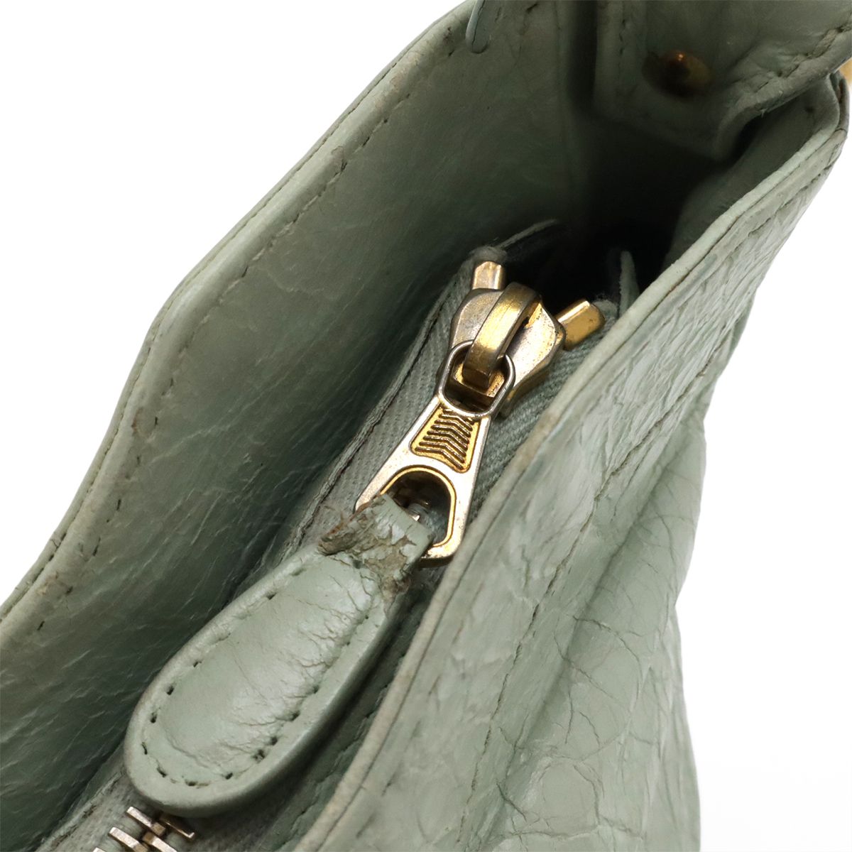 Balenciaga Giant Hip Shoulder Bag Pochette 2-Way Clutch Leather Light Green — view 4