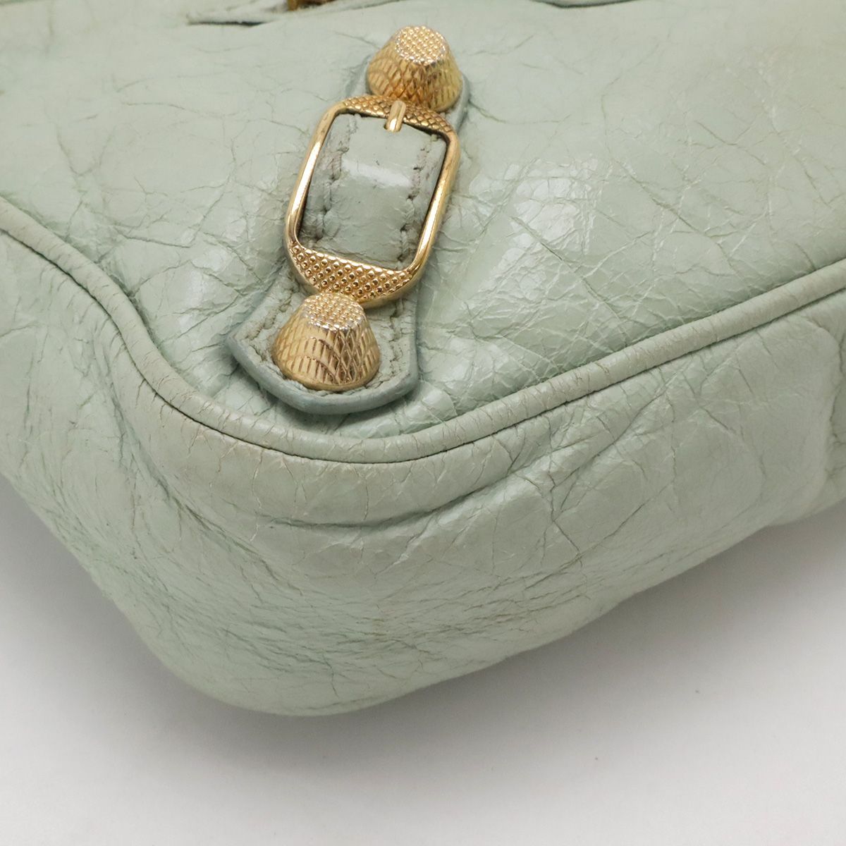 Balenciaga Giant Hip Shoulder Bag Pochette 2-Way Clutch Leather Light Green — view 3