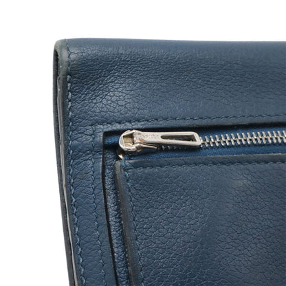 Hermes Dogon Recto Verso Long Bifold Wallet Leather Blue Silver — view 5