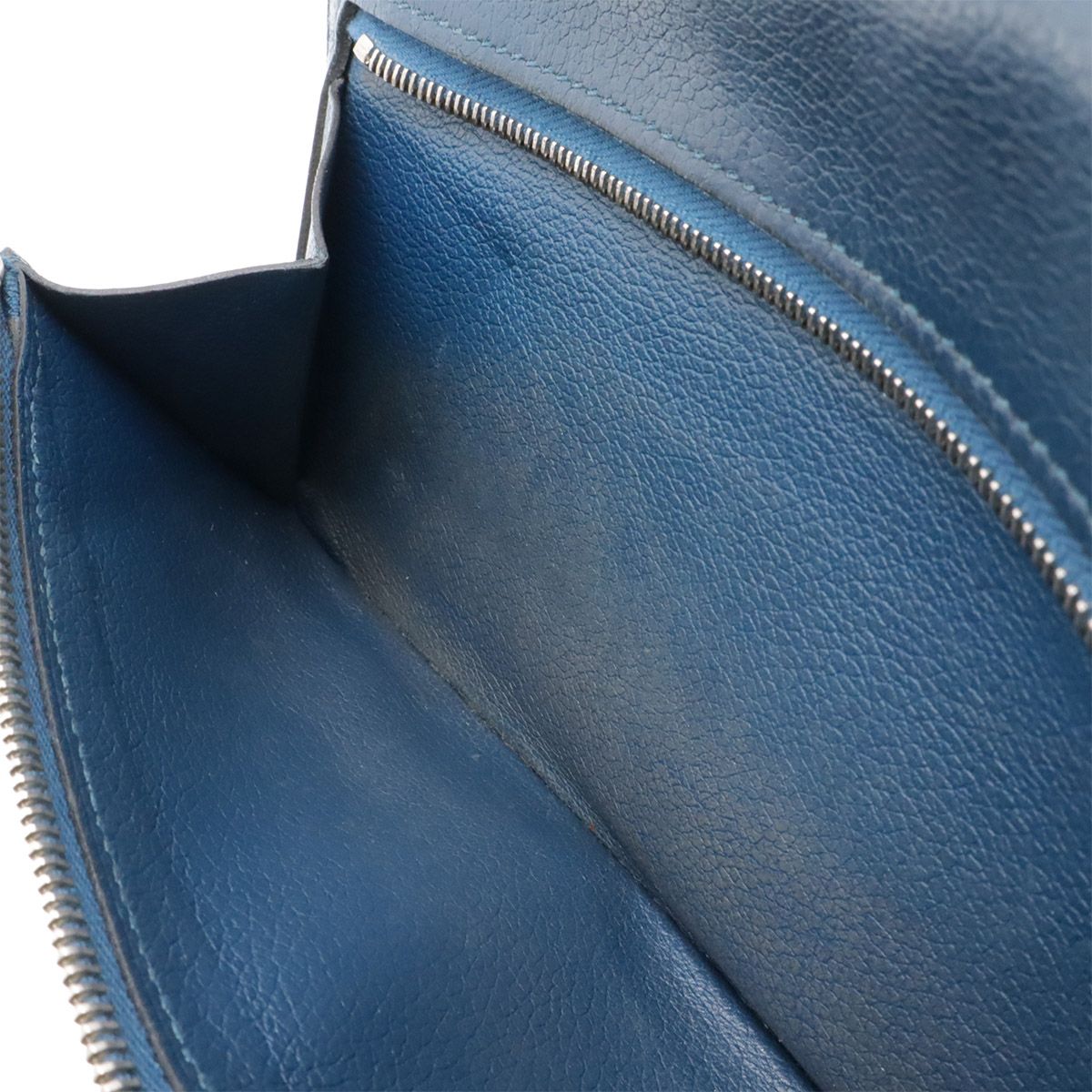 Hermes Dogon Recto Verso Long Bifold Wallet Leather Blue Silver — view 9