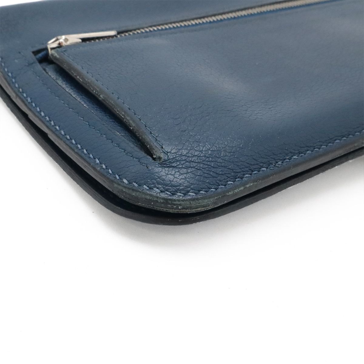Hermes Dogon Recto Verso Long Bifold Wallet Leather Blue Silver — view 3