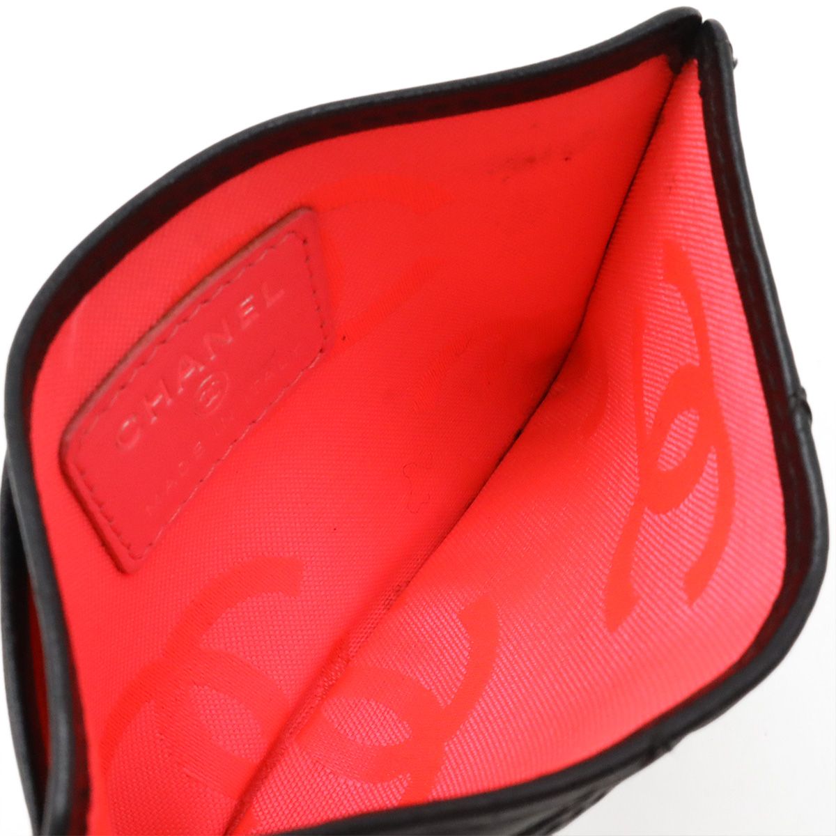Chanel Cambon Line CC Logo Card Case Business Holder Leather Enamel Black Pink — view 4