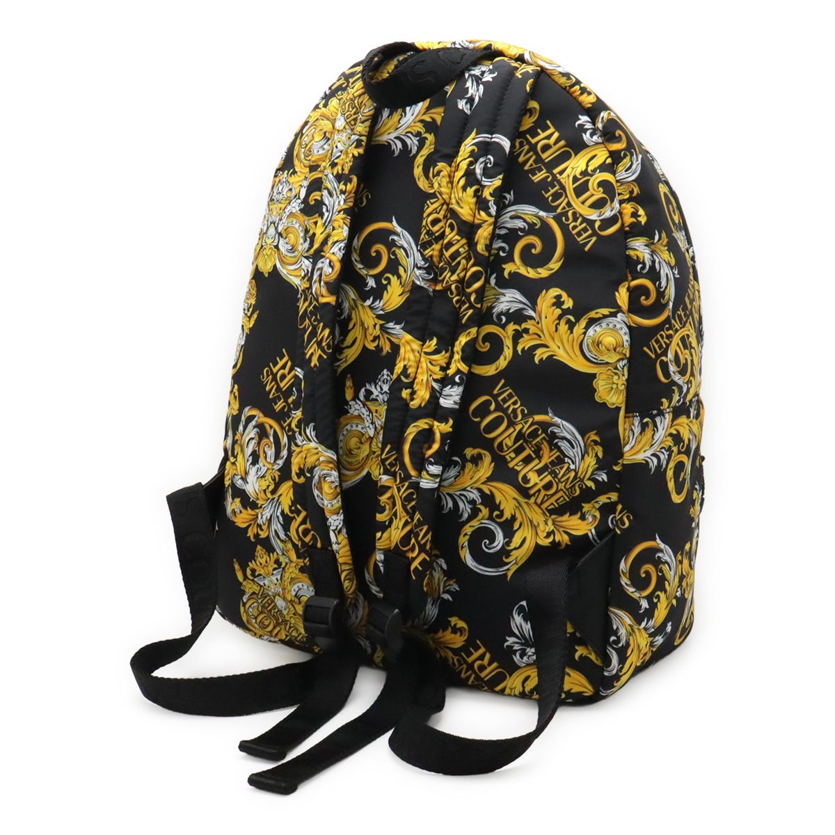 Versace Jeans Couture Backpack Nylon Logo All Over Pattern Black Gold — view 2