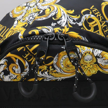 Versace Jeans Couture Backpack Nylon Logo All Over Pattern Black Gold — view 4