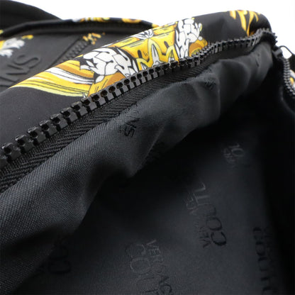 Versace Jeans Couture Backpack Nylon Logo All Over Pattern Black Gold — view 7