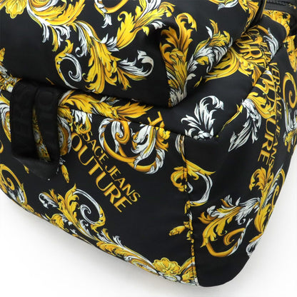 Versace Jeans Couture Backpack Nylon Logo All Over Pattern Black Gold — view 3