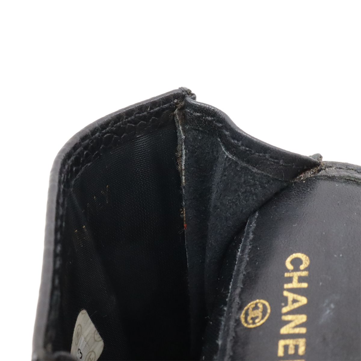 Chanel CC Logo Mini Pouch Multi Case Lip Caviar Leather Black Gold — view 5