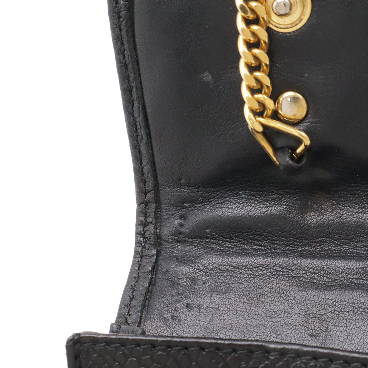 Chanel CC Logo Mini Pouch Multi Case Lip Caviar Leather Black Gold — view 6