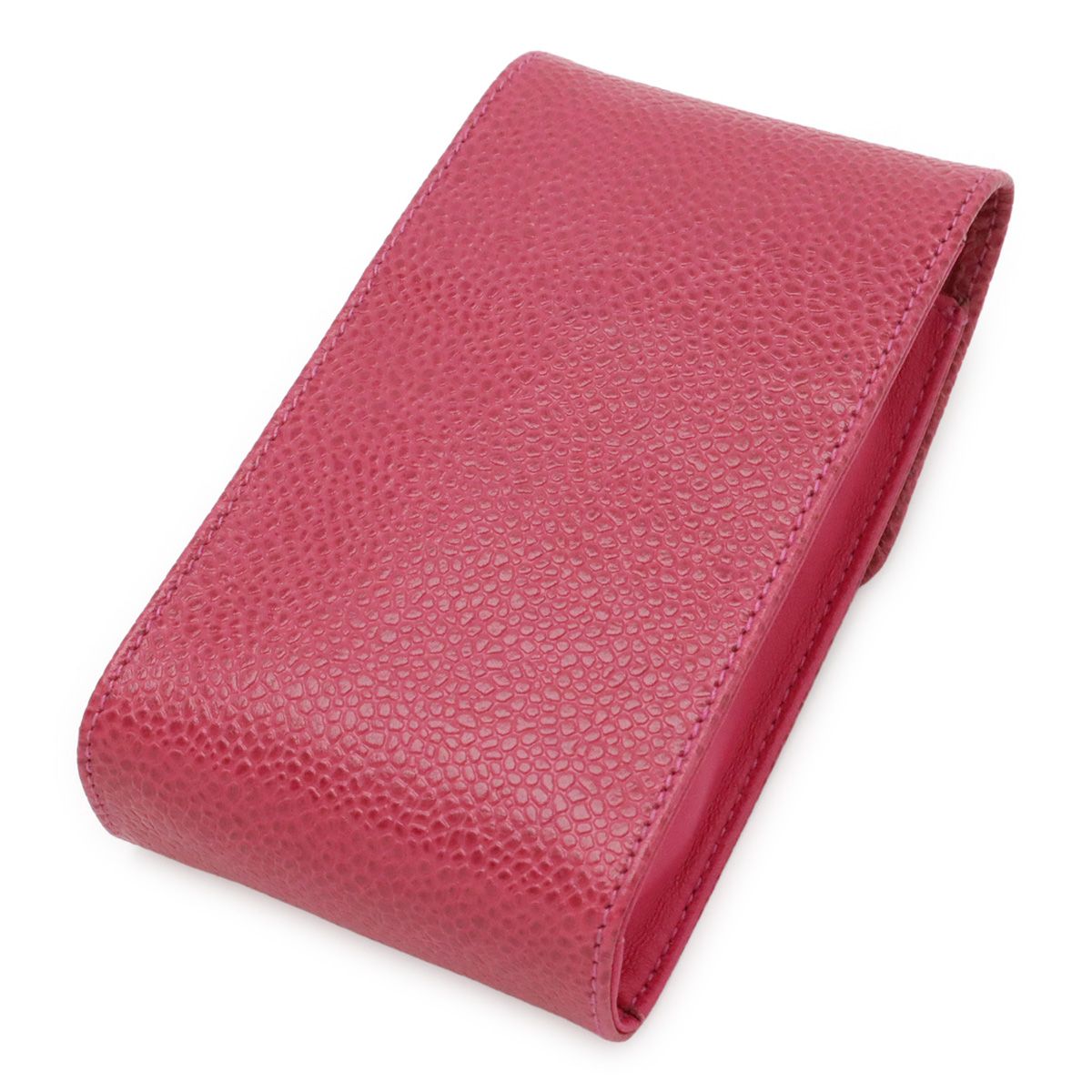 Chanel CC Logo Cigarette Case Tobacco Iqos Pouch Caviar Leather Fuchsia Pink — view 2