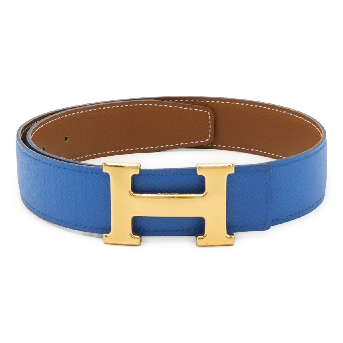 Hermes Belt Reversible Veau Epsom Blue Gold Light Brown 65