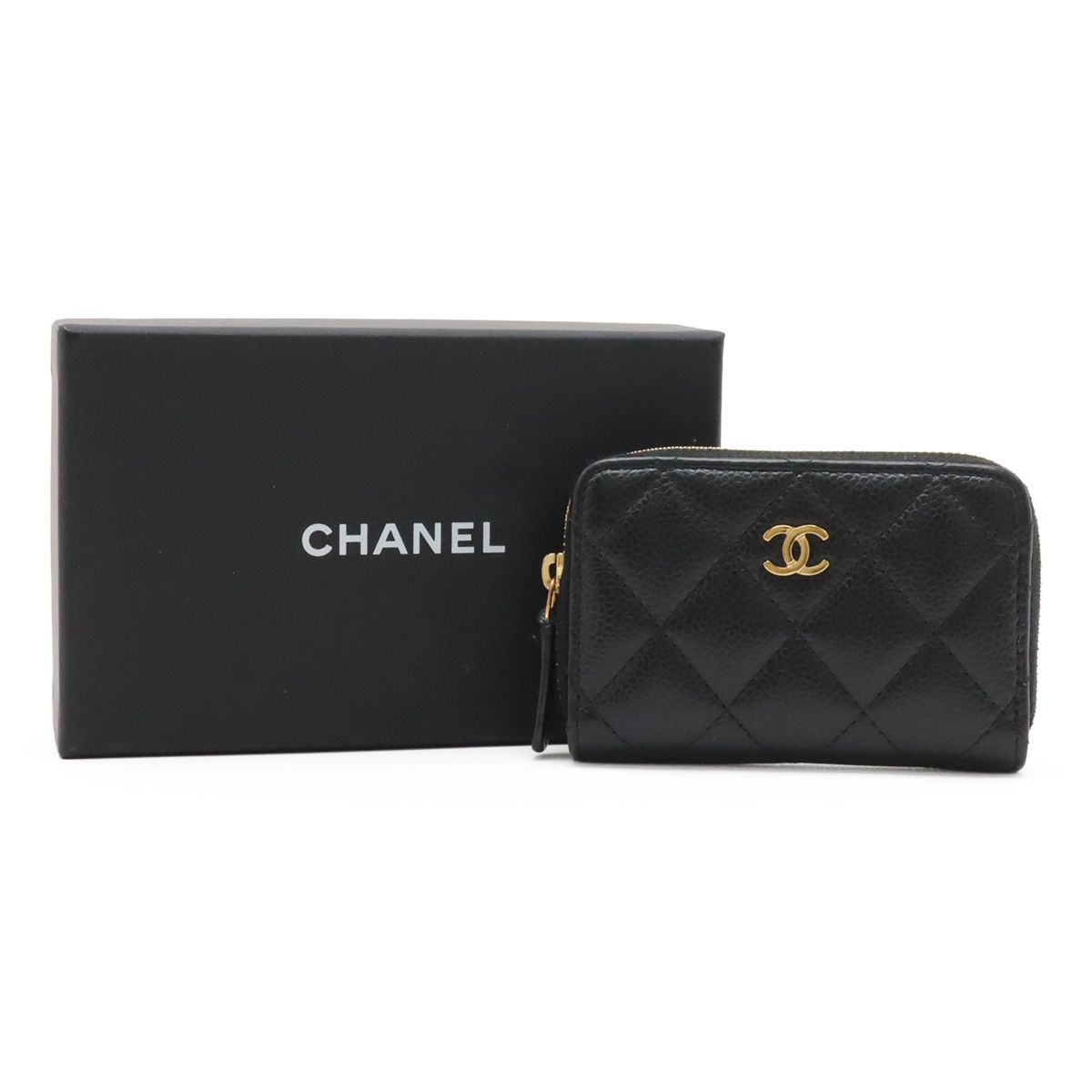 Chanel Quilted CC Logo Classic Zip Coin Purse Caviar Leather Black — view 9