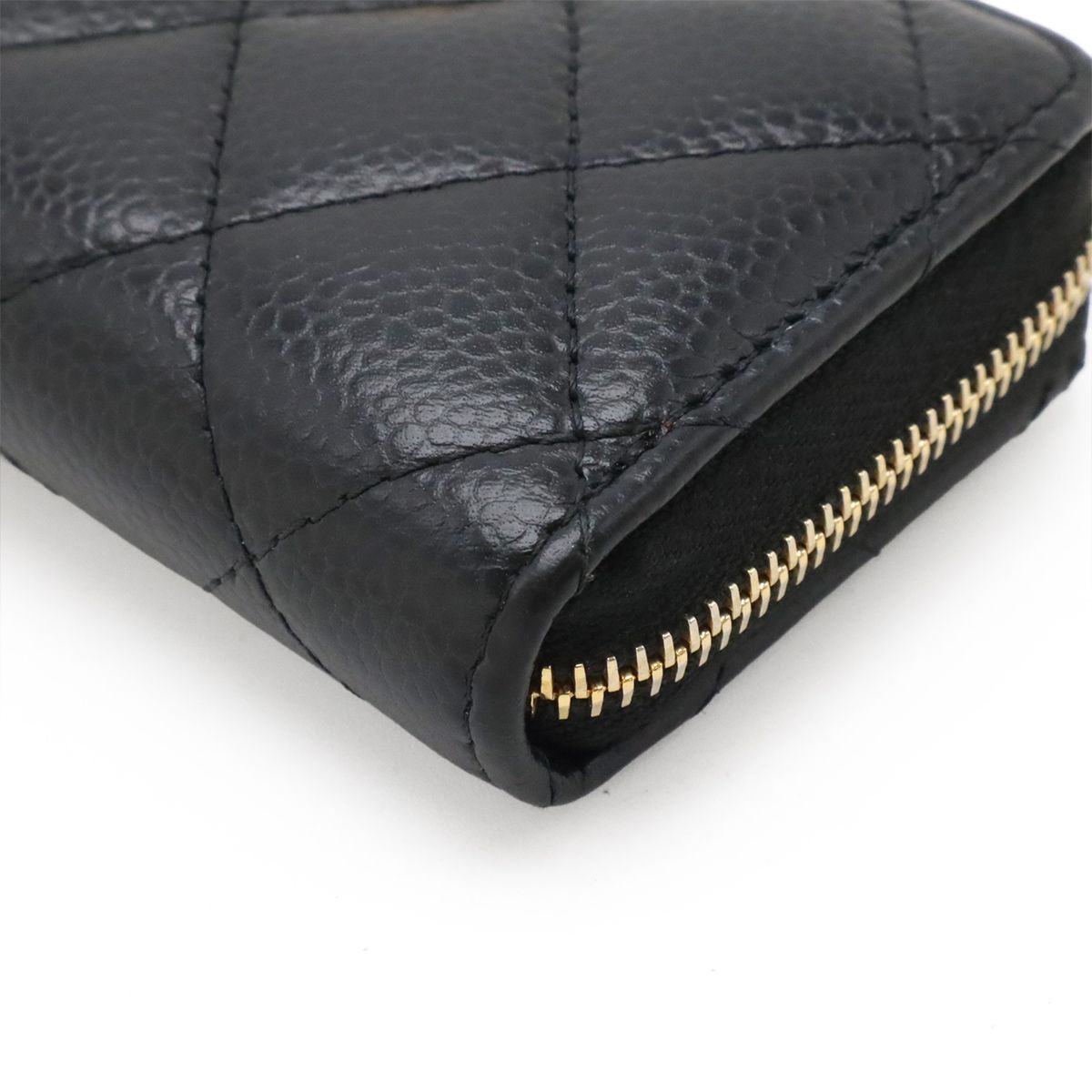 Chanel Quilted CC Logo Classic Zip Coin Purse Caviar Leather Black — view 3